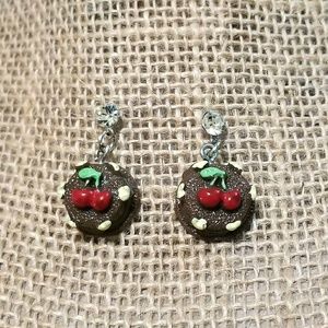 Chocolate Cherry Cake Earrings